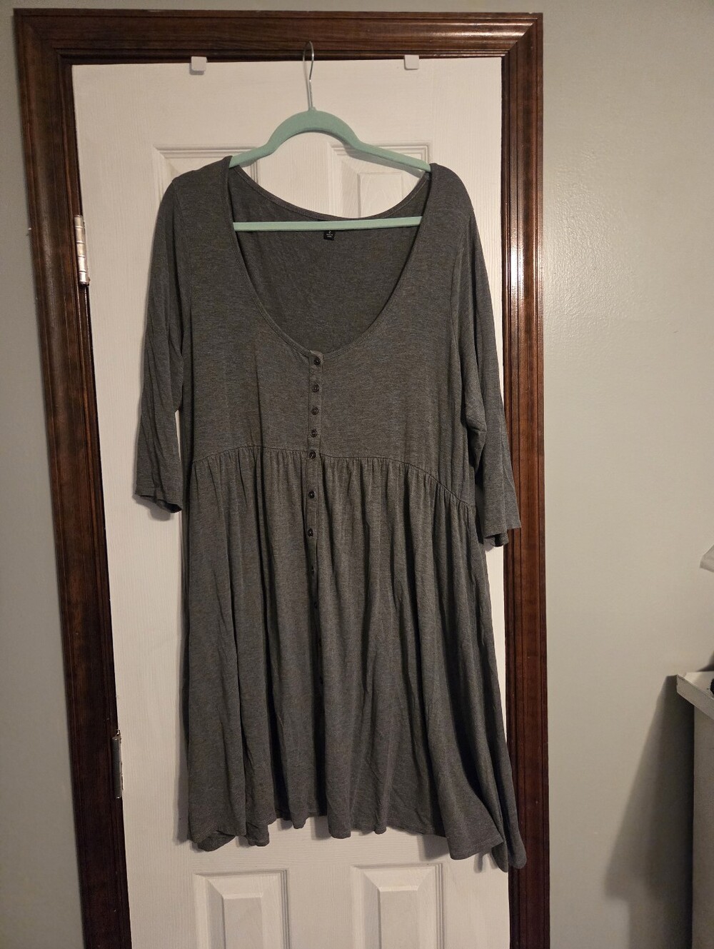 torrid Gray Scoop-Neck Button-Front Dress
